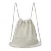 Mochila de Malla Tejida con Cordón Minimalista Nueva, Bolso de Mano Tejido de Moda, Estilo Transfronterizo, Fresco y de Gran Capacidad