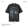 Camiseta de Manga Corta Estilo Americano Retro Trendy con Diseño de Reflejo de Personaje de Marca para Hombre, Vintage Holgada Casual para Pareja