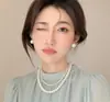 Colar de Pérolas Dupla Camada Estilo Palácio Retrô ~ Colar Choker Corrente de Clavícula Estilo Hong Kong Ins de Alta Qualidade e Versátil