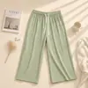 Pantalones de pierna ancha a cuadros estilo coreano que no aprietan el estómago, holgados y casuales, en un estilo relajado, talla grande, adecuados para caminar, versátiles para usar en casa y al aire libre.