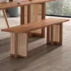 Conjunto de Mesa e Cadeiras de Jantar em Madeira Maciça Nórdica com Trançado de Rattan Pequeno Apartamento Casa Restaurante Simples Estilo Wabi-sabi Pousada Mesa de Jantar Retangular