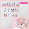Bestseller transfronterizo uñas de lunares con forma de almendra y estrellas con diseño de concha 3D, uñas postizas hechas a mano delicadas, producto terminado al por mayor