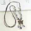 Nueva Colección de Collares: Accesorios de Cerámica Estilo Étnico Vintage para Suéteres, Colgantes Sencillos y Versátiles para Combinar con la Ropa