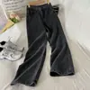Jeans Reto Solto Plus Size para Mulheres, Novo Estilo Primavera, Versão Coreana Emagrecedora, Calças Brancas de Perna Larga, Cintura Alta, Calças Longas com Caimento