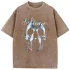 Camiseta Y2K para Homens, Design de Caveira Preta, Estilo Escuro, Camiseta Pesada Oversized Harajuku Vintage Lavada, Estilo de Rua