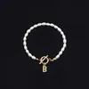 2025 Moda Nueva Transfronteriza Pulsera de Letras Inglesas Cobre Incrustado Circonita Oval Perla de Imitación Pulsera de Perlas al por Mayor