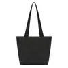 Bolsa de Lona de Poliéster-Algodón Negra con Bordado, Impresión por Transferencia Térmica, Bolsa Tote Personalizada, Bolsa de Lona Lisa en Blanco