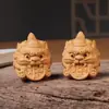 Suministrado Directamente del Fabricante, Sándalo Dorado Tallado Madera Maciza Atrae Fortuna Pixiu Adorno de Escritorio, Manualidad para Decoración de Entrada Oficina
