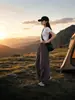 Pantalones de senderismo para exteriores de color liso, estilo dopamina, pantalones de trabajo de verano de secado rápido con puños ajustables, corte holgado tipo pera, adecuados para parejas