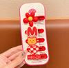 Accesorios Rojos para el Cabello de Año Nuevo Lindo Pasador para el Cabello de Dibujos Animados para Niños Pasador de Flores para Estudiantes Combinable Lazo Letra Clip Lateral