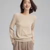 Suéter de punto básico de cachemira pura para mujer, color liso, cuello redondo, manga larga, ajustado, adelgazante, para commuting, principios de otoño