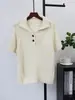 Top de punto simple estilo coreano con cuello polo y manga corta para mujer, nuevo suéter de punto elegante en capas para otoño e invierno 2026 para mujer