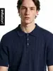 Ropa de Hombre Jiezhan Estilo Old Money Polo de Punto Manga Corta 26 Verano Nuevo Retro Americano Textura Ligera Cuello Camiseta