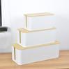 Caja de Almacenamiento de Plástico con Tapa Organizador de Escritorio para Cables de Datos de Carga Ocultos Teléfono Móvil Computadora Tableta Regleta