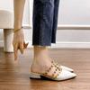 Zapatos de Remaches Sandalias de Remaches Estilo Francés Atuendo de Verano para Mujer Verano Plano Estilo Coreano Charol Punta Afilada Medio Zapatillas