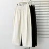 Novedad Otoño 100kg Tallas Grandes Color Sólido Simple Cintura Elástica Adelgazantes Pantalones de Pierna Recta Pantalones Casuales Acortados 0971