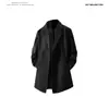 2025 Otoño e Invierno Nuevo Abrigo Cortavientos Holgado de Lana para Hombre Chaqueta Cortavientos de Moda Moderna Cuello de Traje Simple Botonadura