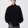 Sudadera Retro con Cuello Alto y Media Cremallera para Hombre, Top Holgado de Manga Larga para Otoño, Chaqueta Gris Casual de Moda
