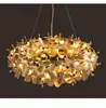 Luminária Pendente Criativa Nórdica em Aço Inoxidável com Pingente de Pétala Design Moderno Lâmpada para Sala de Estar Estrangeira Circular Luminária Decorativa para Quarto