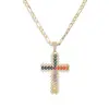 Aogou Lujo Ligero Sensación de Alta Gama Chapado en Cobre Oro de 18 Quilates Circonita Colgante de Cruz Collar para Mujer Nicho Hip Hop Versátil