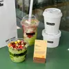 Tazón Desechable para Helado, Piel de Leche, Yogur, Taza de Té con Leche, Vaso de Papel con Tapa, Estilo Ins, Empaque para Llevar, Venta al por Mayor Comercial