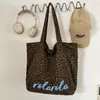 Bolsa Tote Estampa Leopardo Retrô Feminina 2026 Nova Grande Capacidade para o Dia a Dia Bolsa de Compras em Lona Casual Elegante Bolsa de Ombro Único