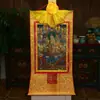 Pintura decorativa Thangka Maestro Loto de Xizang Madre Verde Dios Amarillo de la Riqueza Estatua de Buda pintura colgante thangka 35 * 20cm