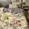 Conjunto de Roupa de Cama Classe A Quatro Peças Algodão Puro Lençóis de Cama Capa de Edredom Capa de Edredom Lençóis de Cama Conjunto de Três Peças para Dormitório de Estudante 4 Estações