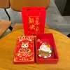 Novo Chaveiro de Gato da Sorte em Couro Cartoon, Pingente de Chaveiro de Bolsa Atrai-Dinheiro, Presente de Ano Novo Atacado