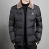 Comercio Transfronterizo Otoño e Invierno 2025 Abrigo de Algodón con Cuello Pequeño de Piel para Adultos Mayores Casual de Negocios Chaqueta de Algodón Estilo Coreano Chaqueta Acolchada de Algodón