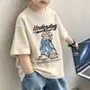 Camiseta de Verano para Niños de Algodón Puro de Manga Corta Ligera Transpirable para Niños Nuevo Dibujo Animado Estilo Coreano Moderna para Niños Mayores