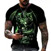 Camiseta casual de manga corta para hombre con estampado digital 3D de patrón de dragón, nueva camiseta top de ropa para hombre transfronteriza para comercio exterior