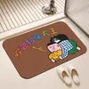 Tapete de Banheiro Antiderrapante Secagem Rápida Fácil de Limpar Desenho Animado Tapete de Chão Absorvente de Terra de Diatomáceas para Banheiro