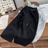 170! Pantalones de chándal para niños con dobladillo de dos vías Unisex holgados rectos casuales estilo coreano pantalones deportivos estilo primavera y otoño