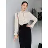 Camisa Jacquard Estilo Cheongsam Chino con Dobladillo Abotonado y Falda para Mujer, Nuevo Retro Estilo Chino Primavera 2026 Top de Cuello Alto