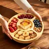 Bandejas Exhibidoras de Snacks de Fruta, Bandejas de Madera de Bambú para Fruta Seca, Bandejas con Compartimentos para Snacks de Té, Bandejas de Bambú, Personalización Transfronteriza