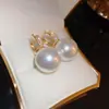 Pendientes de plata con baño de oro real, aguja cuadrada, borla de perla y circonita, pendientes de lujo ligero de alta gama, fabricante de pendientes vintage