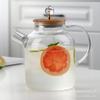 Hervidor de agua fría de vidrio, hervidor de agua fría, refrigerador de gran capacidad, cuentas de vidrio, cubierta de bambú, tetera nórdica para jugos, para el hogar, de doble uso