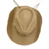 Estilo Étnico Cinturón Clásico Sombrero de Paja de Cowboy para Mujeres y Hombres Sombrero de Sol de Verano Ala Enrollada Sombrero de Paja de Vaquero Occidental Sombrero de Sol