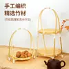 Produtos de Bambu, Fruteira Tecida à Mão, Bandeja de Lanches e Chá Multicamadas, Suporte de Exibição, Cesta Tecida de Bambu, Cesta para Doces de Hotel, Lanches e Frutas Secas