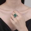 Adornos de Corazón Joyería Europea y Americana Nuevo Retro Zircón Simulación Esmeralda Incrustada Princesa Cuadrada Piedra Principal Ajuste Transfronterizo Dedo