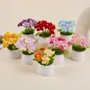 Flor de Miosótis Puf Pote Lã Produto Acabado Transfronteiriço, Vasinho de Flor Pequeno Tricotado à Mão, Decoração de Escritório, Acessório de Carro, Presente
