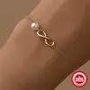 Plata de ley S925 cadena de ocho caracteres brillante pulsera de perlas para mujer venta transfronteriza Europa y Estados Unidos pulsera clásica de temperamento eterno