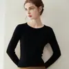 Suéter feminino gola redonda, prêt-à-porter de primeira linha, 100% cashmere, caimento justo, quente, camada base de malha justa