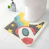 Alfombra de suelo antideslizante absorbente con lazo para uso doméstico, alfombrilla de pie en forma de U engrosada con mechones para baño y inodoro
