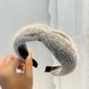 Faixa de Cabelo Feminina Versátil para Sair Coreana Outono e Inverno Lã Aba Larga Elegante Celebridade Cyber Faixa de Cabelo Amarrador de Cabelo Pressado Acessório de Cabeça