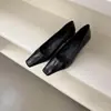 Duas alturas! Bico quadrado salto alto baixo feminino outono moda francesa temperamento couro macio bico fino para o trabalho sapatos únicos