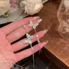 Pendientes Largos Asimétricos con Borla de Mariposa y Diamantes Brillantes de Lujo Ligero para Mujer, Modernos, Elegantes, de Gama Alta, Dulces y Versátiles