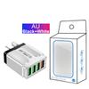 Carregamento Rápido Qc3.0 4Usb Carregamento Rápido de Quatro Portas Novo Carregador de Celular Multi-Portas Carregador Rápido Padrão Europeu, Americano, Britânico e Australiano Transfronteiriço