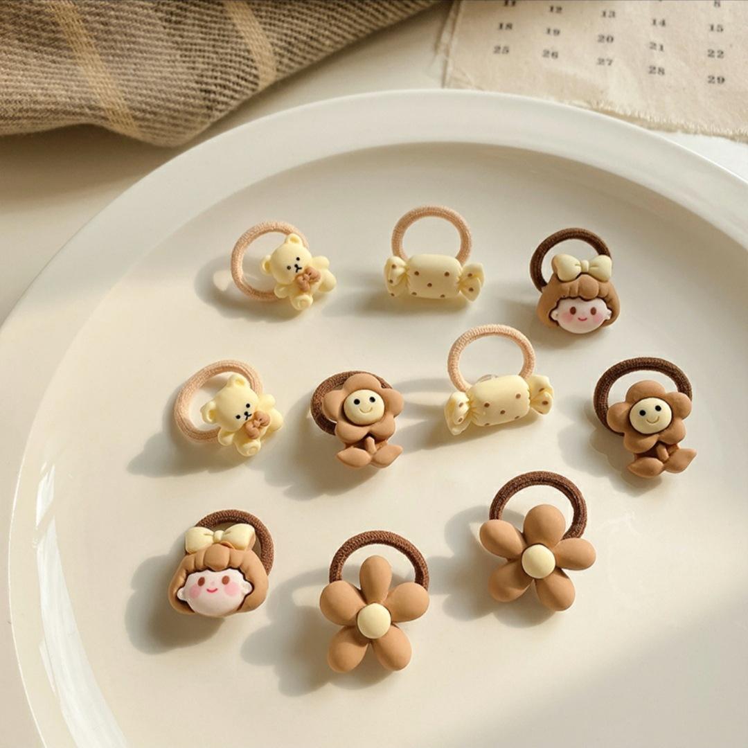 10件套~咖色儿童皮筋